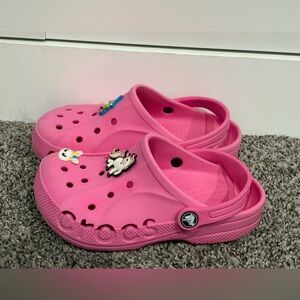 CROCS Waterproof Slip On Pink Classic Clog with Unicorn Charms Size 2Y